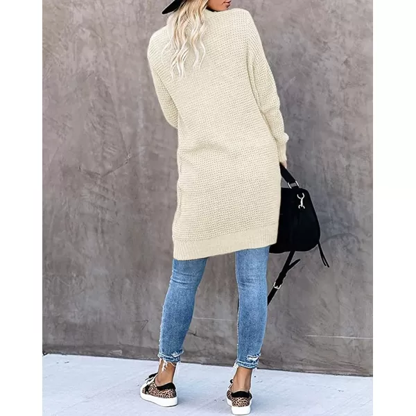 imageZESICA Womens 2024 Fall Long Sleeve Open Front Cardigans Casual Lightweight Soft Chunky Knit Draped Sweaters OuterwearsApricot