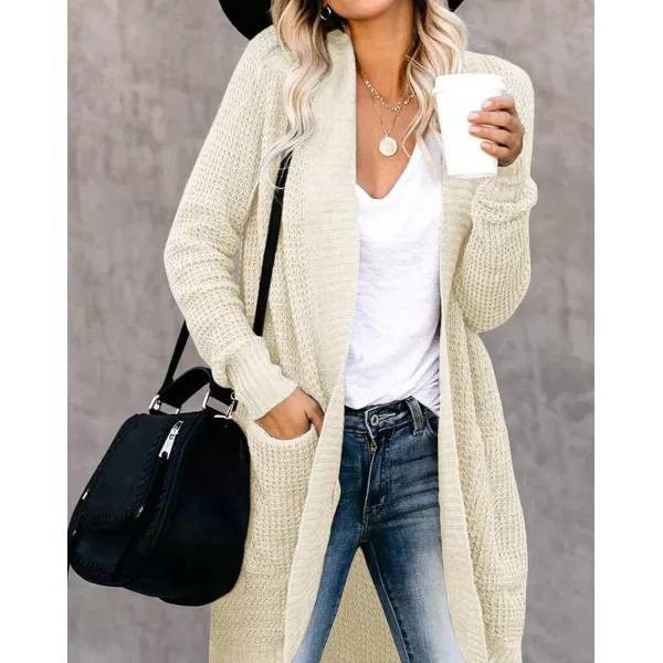 imageZESICA Womens 2024 Fall Long Sleeve Open Front Cardigans Casual Lightweight Soft Chunky Knit Draped Sweaters OuterwearsApricot