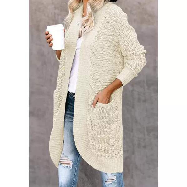imageZESICA Womens 2024 Fall Long Sleeve Open Front Cardigans Casual Lightweight Soft Chunky Knit Draped Sweaters OuterwearsApricot