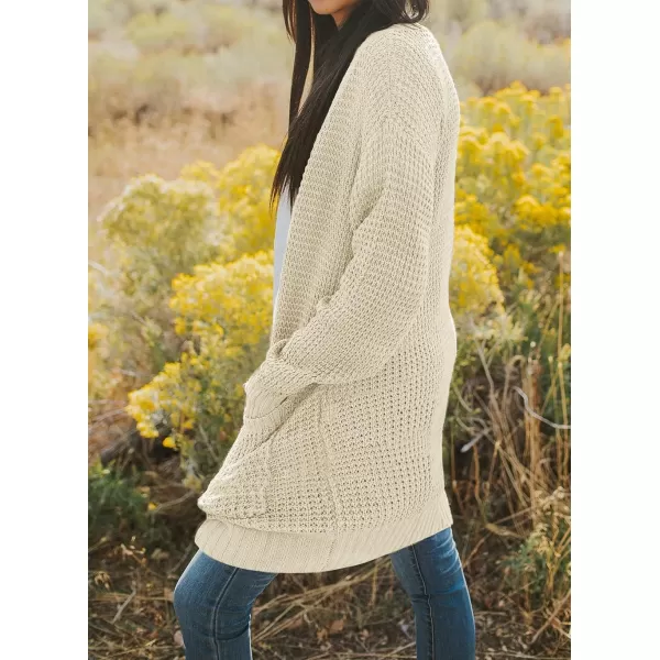 imageZESICA Womens 2024 Fall Long Sleeve Open Front Cardigans Casual Lightweight Soft Chunky Knit Draped Sweaters OuterwearsApricot