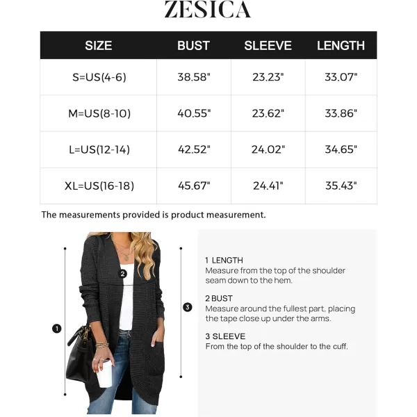 imageZESICA Womens 2024 Fall Long Sleeve Open Front Cardigans Casual Lightweight Soft Chunky Knit Draped Sweaters OuterwearsBlack