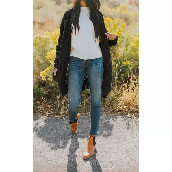 imageZESICA Womens 2024 Fall Long Sleeve Open Front Cardigans Casual Lightweight Soft Chunky Knit Draped Sweaters OuterwearsBlack