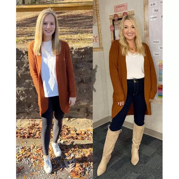 imageZESICA Womens 2024 Fall Long Sleeve Open Front Cardigans Casual Lightweight Soft Chunky Knit Draped Sweaters OuterwearsBrown