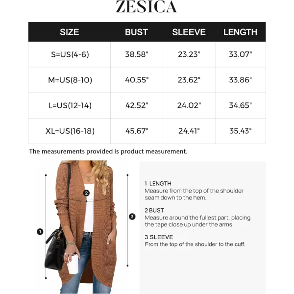 imageZESICA Womens 2024 Fall Long Sleeve Open Front Cardigans Casual Lightweight Soft Chunky Knit Draped Sweaters OuterwearsBrown