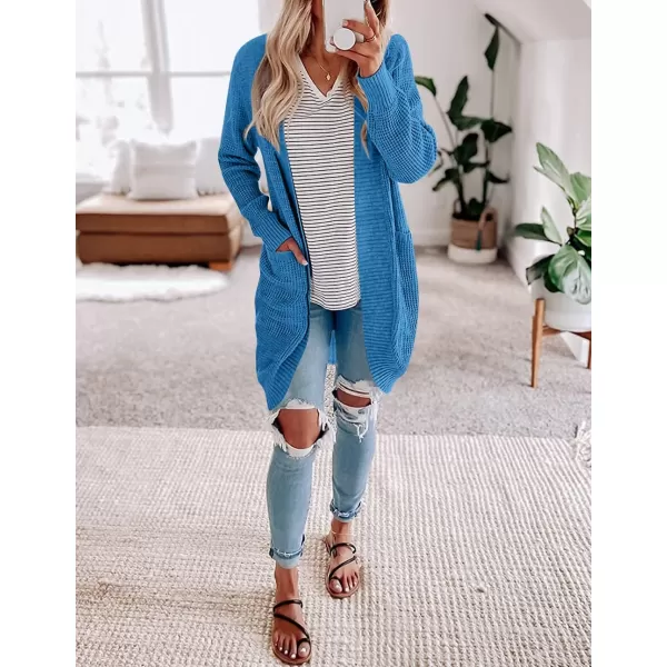 imageZESICA Womens 2024 Fall Long Sleeve Open Front Cardigans Casual Lightweight Soft Chunky Knit Draped Sweaters OuterwearsCobaltblue