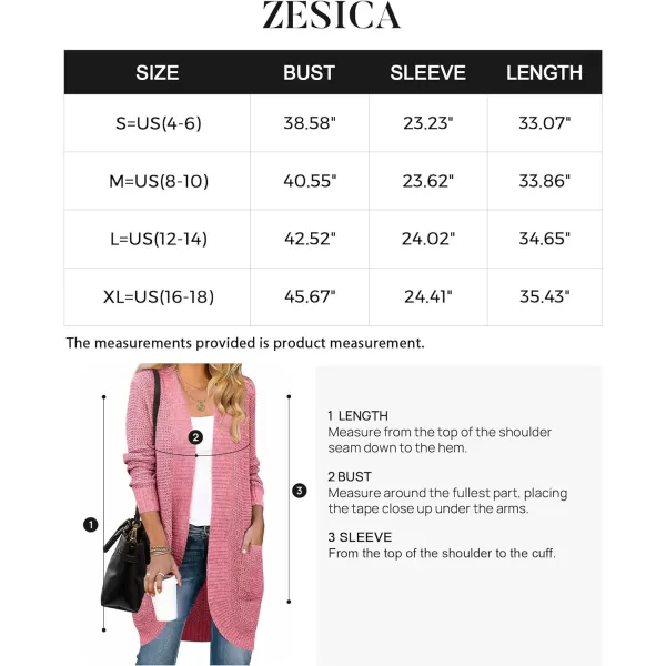 imageZESICA Womens 2024 Fall Long Sleeve Open Front Cardigans Casual Lightweight Soft Chunky Knit Draped Sweaters OuterwearsDarkpink