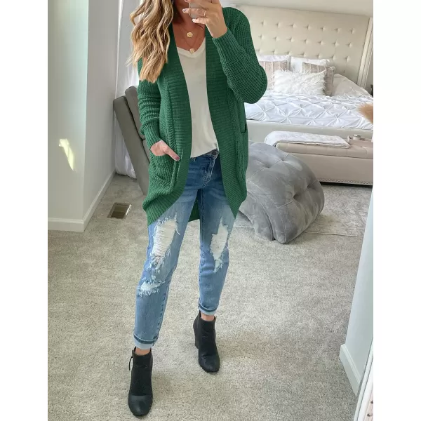 imageZESICA Womens 2024 Fall Long Sleeve Open Front Cardigans Casual Lightweight Soft Chunky Knit Draped Sweaters OuterwearsForestgreen