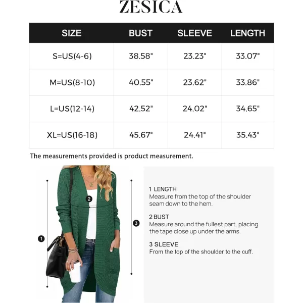 imageZESICA Womens 2024 Fall Long Sleeve Open Front Cardigans Casual Lightweight Soft Chunky Knit Draped Sweaters OuterwearsForestgreen
