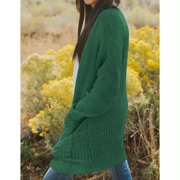 imageZESICA Womens 2024 Fall Long Sleeve Open Front Cardigans Casual Lightweight Soft Chunky Knit Draped Sweaters OuterwearsForestgreen
