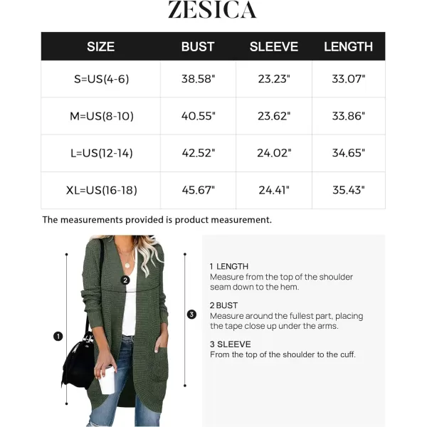 imageZESICA Womens 2024 Fall Long Sleeve Open Front Cardigans Casual Lightweight Soft Chunky Knit Draped Sweaters OuterwearsGreen