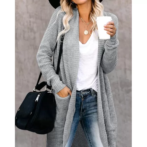 imageZESICA Womens 2024 Fall Long Sleeve Open Front Cardigans Casual Lightweight Soft Chunky Knit Draped Sweaters OuterwearsGrey