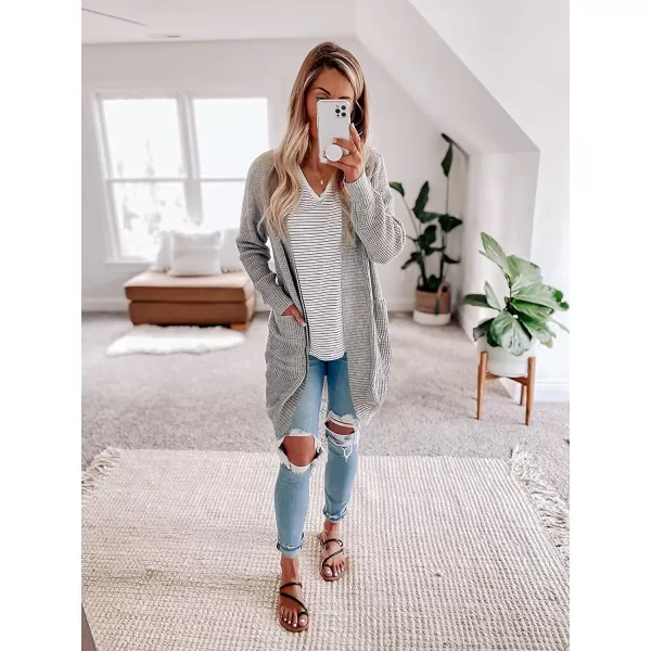 imageZESICA Womens 2024 Fall Long Sleeve Open Front Cardigans Casual Lightweight Soft Chunky Knit Draped Sweaters OuterwearsGrey