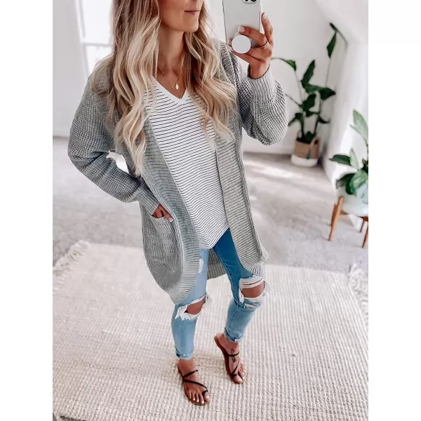 imageZESICA Womens 2024 Fall Long Sleeve Open Front Cardigans Casual Lightweight Soft Chunky Knit Draped Sweaters OuterwearsGrey