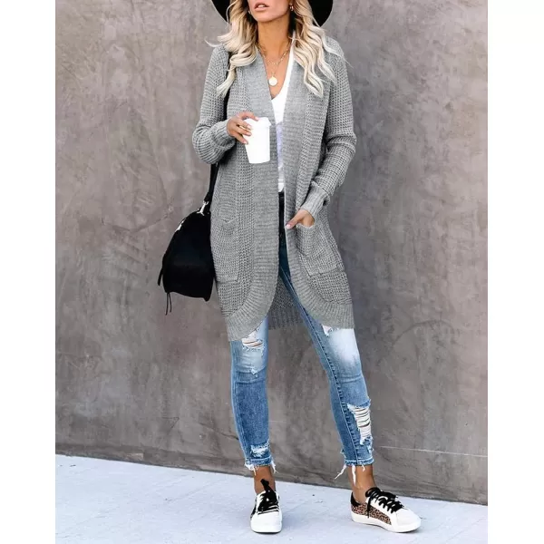 imageZESICA Womens 2024 Fall Long Sleeve Open Front Cardigans Casual Lightweight Soft Chunky Knit Draped Sweaters OuterwearsGrey