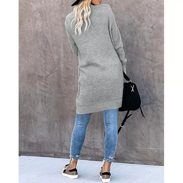 imageZESICA Womens 2024 Fall Long Sleeve Open Front Cardigans Casual Lightweight Soft Chunky Knit Draped Sweaters OuterwearsGrey