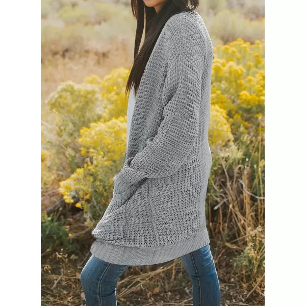 imageZESICA Womens 2024 Fall Long Sleeve Open Front Cardigans Casual Lightweight Soft Chunky Knit Draped Sweaters OuterwearsGrey