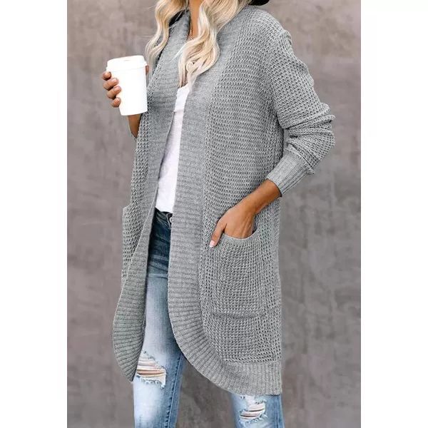 imageZESICA Womens 2024 Fall Long Sleeve Open Front Cardigans Casual Lightweight Soft Chunky Knit Draped Sweaters OuterwearsGrey