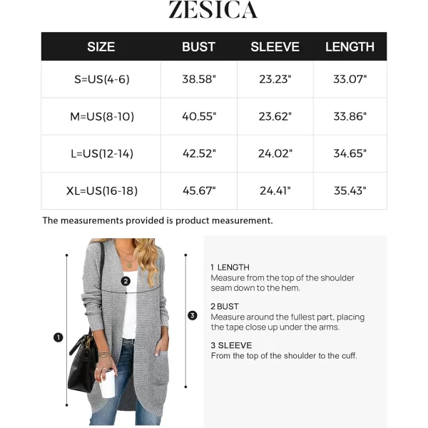 imageZESICA Womens 2024 Fall Long Sleeve Open Front Cardigans Casual Lightweight Soft Chunky Knit Draped Sweaters OuterwearsGrey