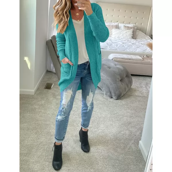 imageZESICA Womens 2024 Fall Long Sleeve Open Front Cardigans Casual Lightweight Soft Chunky Knit Draped Sweaters OuterwearsLakegreen