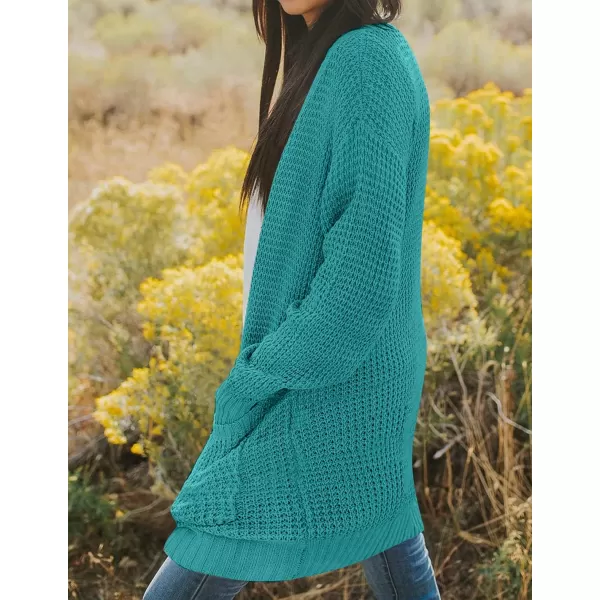 imageZESICA Womens 2024 Fall Long Sleeve Open Front Cardigans Casual Lightweight Soft Chunky Knit Draped Sweaters OuterwearsLakegreen