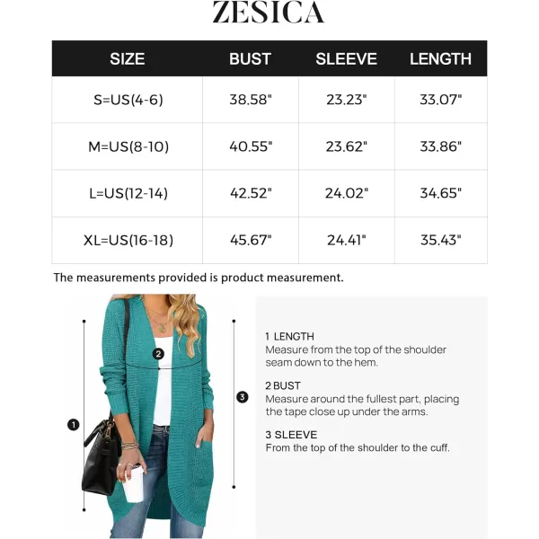 imageZESICA Womens 2024 Fall Long Sleeve Open Front Cardigans Casual Lightweight Soft Chunky Knit Draped Sweaters OuterwearsLakegreen