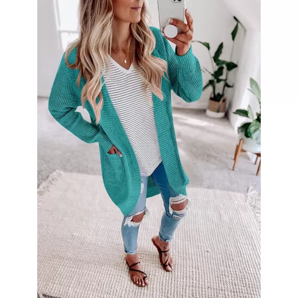 imageZESICA Womens 2024 Fall Long Sleeve Open Front Cardigans Casual Lightweight Soft Chunky Knit Draped Sweaters OuterwearsLakegreen