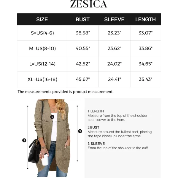 imageZESICA Womens 2024 Fall Long Sleeve Open Front Cardigans Casual Lightweight Soft Chunky Knit Draped Sweaters OuterwearsLightkhaki