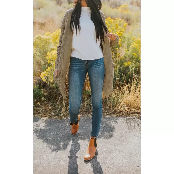 imageZESICA Womens 2024 Fall Long Sleeve Open Front Cardigans Casual Lightweight Soft Chunky Knit Draped Sweaters OuterwearsLightkhaki