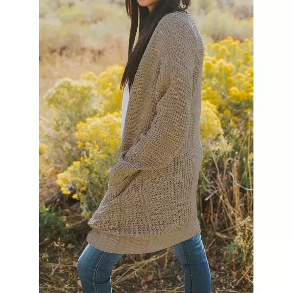 imageZESICA Womens 2024 Fall Long Sleeve Open Front Cardigans Casual Lightweight Soft Chunky Knit Draped Sweaters OuterwearsLightkhaki