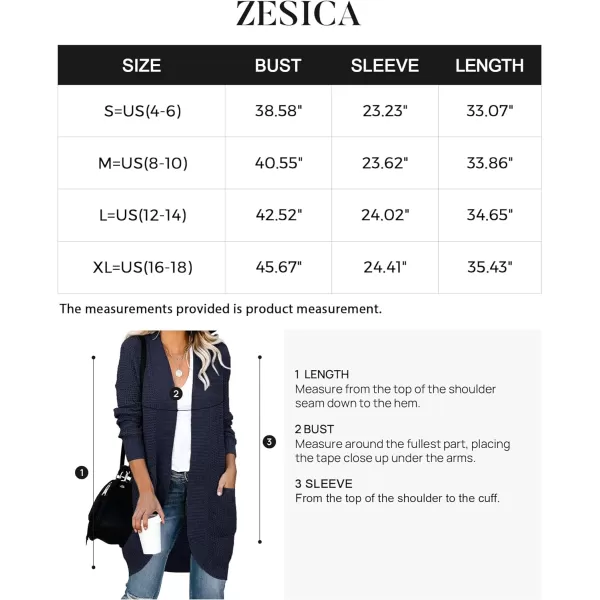 imageZESICA Womens 2024 Fall Long Sleeve Open Front Cardigans Casual Lightweight Soft Chunky Knit Draped Sweaters OuterwearsNavy