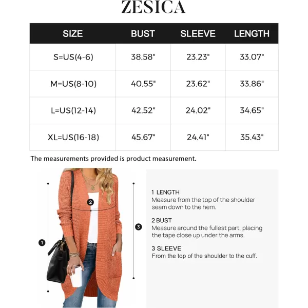 imageZESICA Womens 2024 Fall Long Sleeve Open Front Cardigans Casual Lightweight Soft Chunky Knit Draped Sweaters OuterwearsOrange