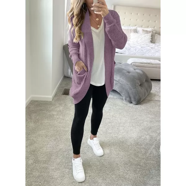 imageZESICA Womens 2024 Fall Long Sleeve Open Front Cardigans Casual Lightweight Soft Chunky Knit Draped Sweaters OuterwearsPurple