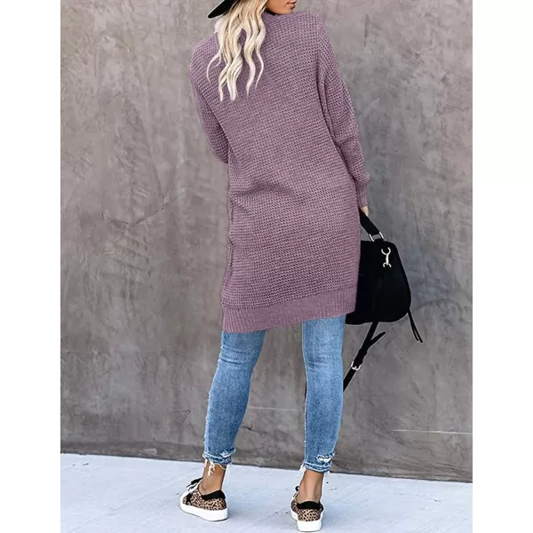 imageZESICA Womens 2024 Fall Long Sleeve Open Front Cardigans Casual Lightweight Soft Chunky Knit Draped Sweaters OuterwearsPurple
