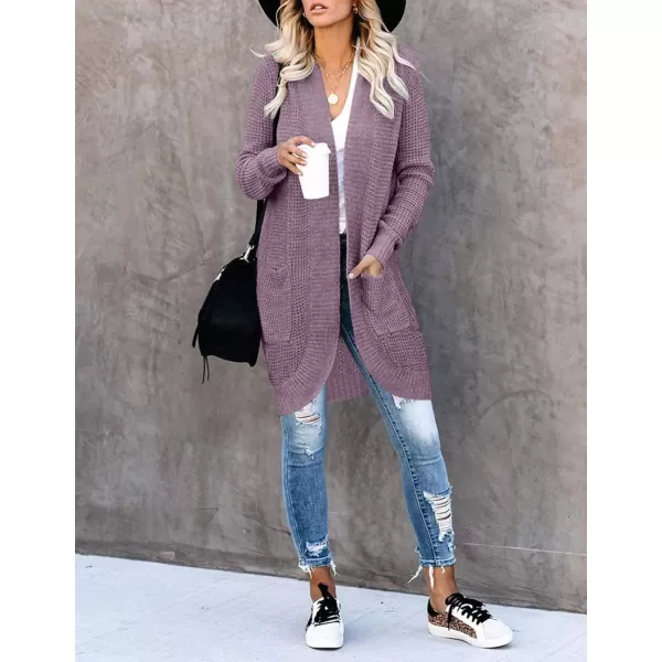 imageZESICA Womens 2024 Fall Long Sleeve Open Front Cardigans Casual Lightweight Soft Chunky Knit Draped Sweaters OuterwearsPurple