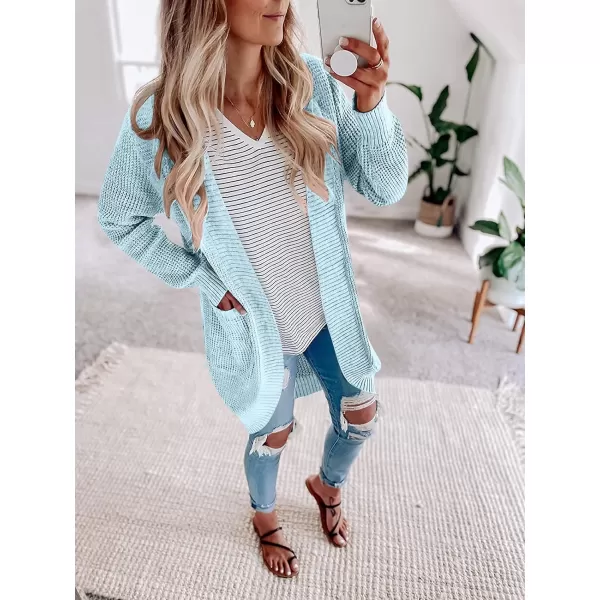 imageZESICA Womens 2024 Fall Long Sleeve Open Front Cardigans Casual Lightweight Soft Chunky Knit Draped Sweaters OuterwearsSkyblue