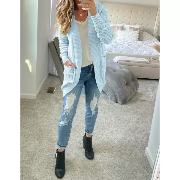 imageZESICA Womens 2024 Fall Long Sleeve Open Front Cardigans Casual Lightweight Soft Chunky Knit Draped Sweaters OuterwearsSkyblue