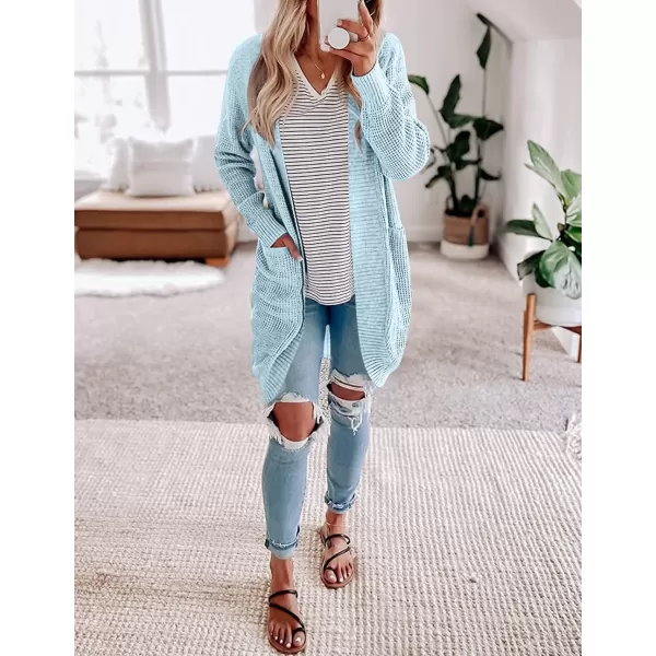 imageZESICA Womens 2024 Fall Long Sleeve Open Front Cardigans Casual Lightweight Soft Chunky Knit Draped Sweaters OuterwearsSkyblue