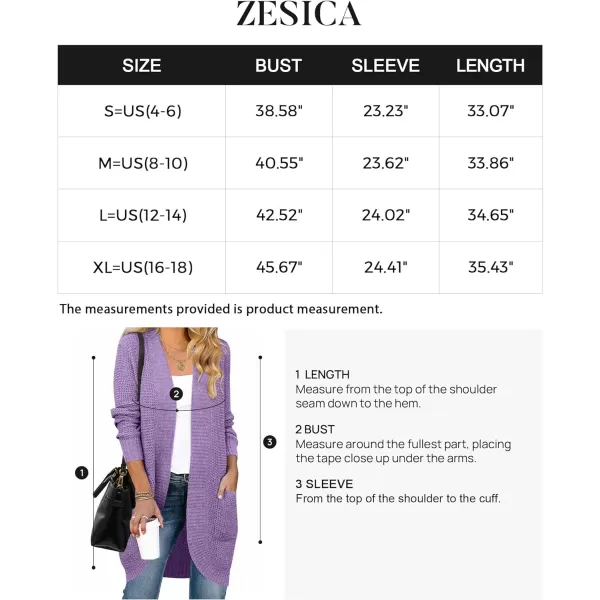 imageZESICA Womens 2024 Fall Long Sleeve Open Front Cardigans Casual Lightweight Soft Chunky Knit Draped Sweaters OuterwearsViolet