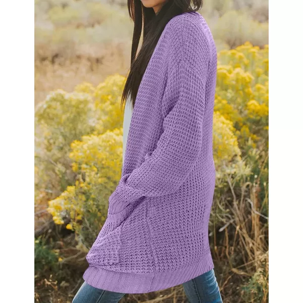 imageZESICA Womens 2024 Fall Long Sleeve Open Front Cardigans Casual Lightweight Soft Chunky Knit Draped Sweaters OuterwearsViolet