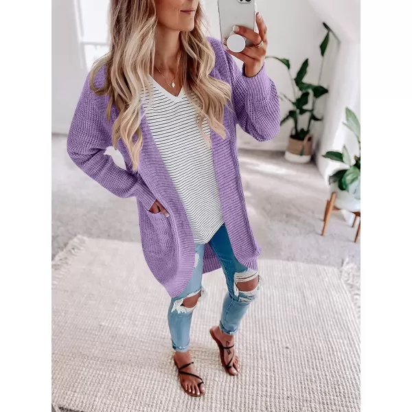 imageZESICA Womens 2024 Fall Long Sleeve Open Front Cardigans Casual Lightweight Soft Chunky Knit Draped Sweaters OuterwearsViolet