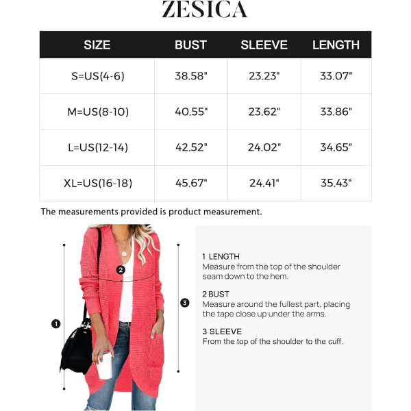 imageZESICA Womens 2024 Fall Long Sleeve Open Front Cardigans Casual Lightweight Soft Chunky Knit Draped Sweaters OuterwearsWatermelon