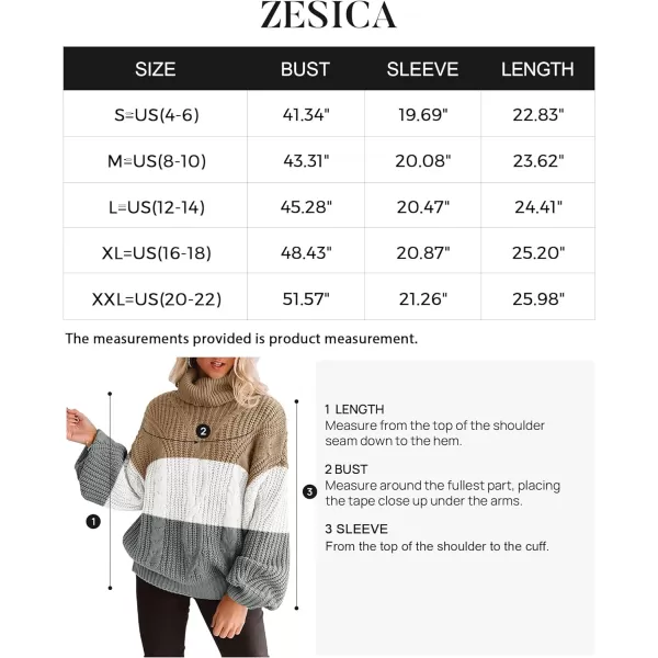 imageZESICA Womens 2024 Fall Long Sleeve Turtleneck Chunky Knit Loose Oversized Sweater Pullover Jumper TopsLightkhaki
