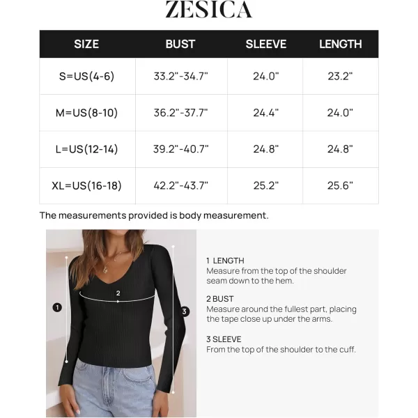 imageZESICA Womens 2024 Fall Long Sleeve V Neck T Shirts Ribbed Knit Sweater Slim Fit Solid Basic Casual Tee TopsBlack