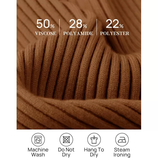 imageZESICA Womens 2024 Fall Long Sleeve V Neck T Shirts Ribbed Knit Sweater Slim Fit Solid Basic Casual Tee TopsBrown