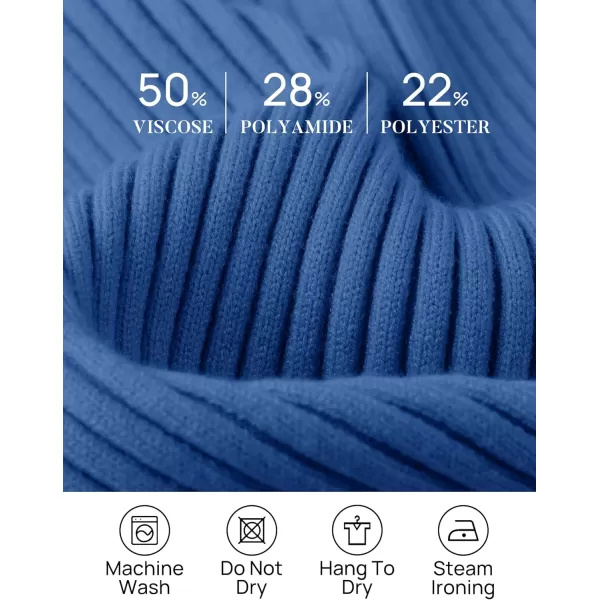 imageZESICA Womens 2024 Fall Long Sleeve V Neck T Shirts Ribbed Knit Sweater Slim Fit Solid Basic Casual Tee TopsCobalt