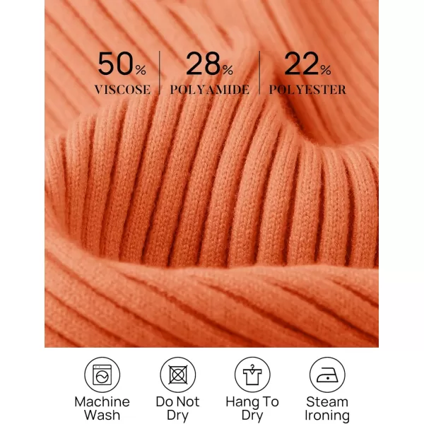 imageZESICA Womens 2024 Fall Long Sleeve V Neck T Shirts Ribbed Knit Sweater Slim Fit Solid Basic Casual Tee TopsOrange