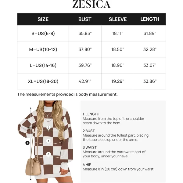 imageZESICA Womens 2024 Fall Turtleneck Sweaters Dress Oversized Long Lantern Sleeve Casual Knit Pullover Short DressesMocha