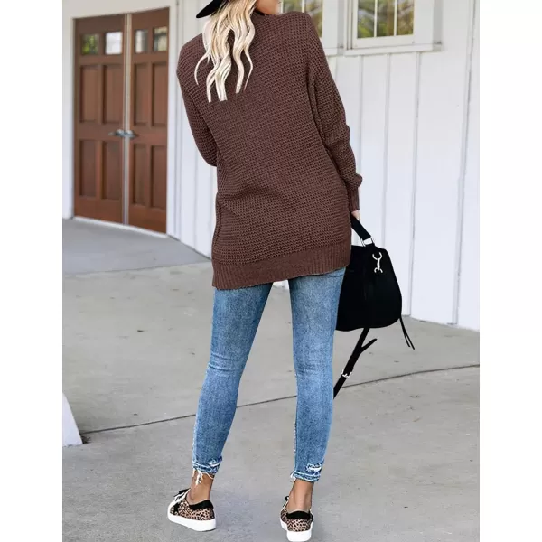 imageZESICA Womens 2024 Fall Winter Long Sleeve Open Front Casual Lightweight Soft Knit Cardigan Sweater OuterwearCoffee