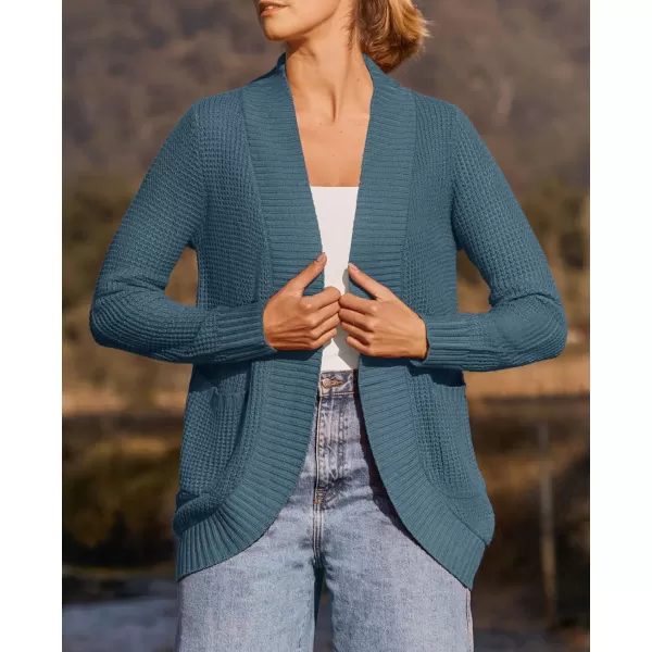 imageZESICA Womens 2024 Fall Winter Long Sleeve Open Front Casual Lightweight Soft Knit Cardigan Sweater OuterwearDustyblue