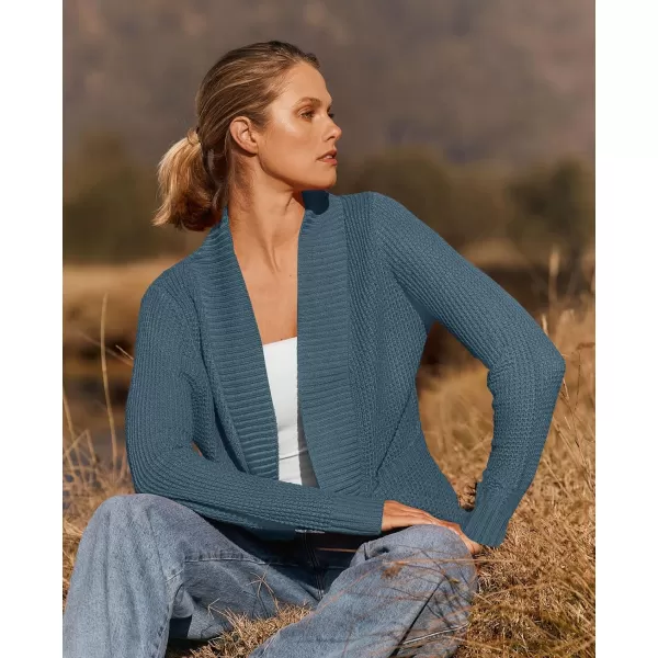 imageZESICA Womens 2024 Fall Winter Long Sleeve Open Front Casual Lightweight Soft Knit Cardigan Sweater OuterwearDustyblue